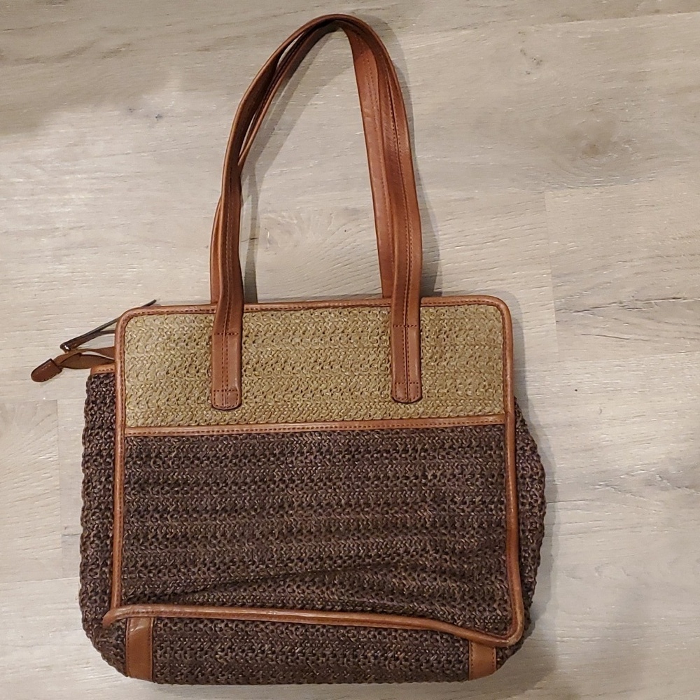 Brighton brown/tan tote statchel woven raffia straw handbag - Picture 4 of 9
